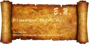Biswanger Metód névjegykártya